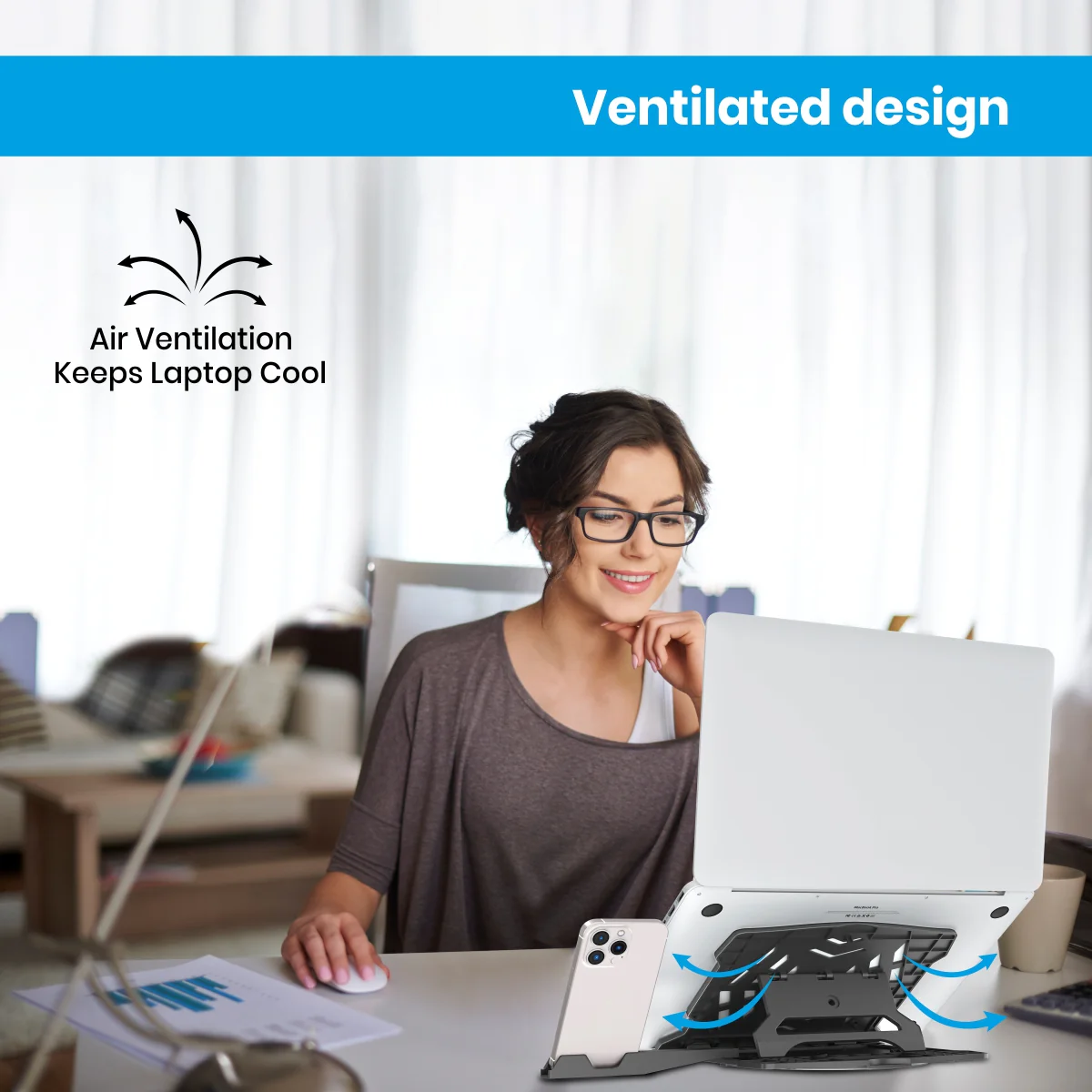 My Buddy Hexa Adjustable Laptop Stand & Mobile Holder